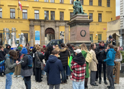 Stávkující studenti v Praze